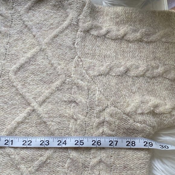NWT MNG Mango Curve Chunky Cable Knit Sweater Ivory Beige/Collar Detail Plus 4XL - Picture 10 of 11